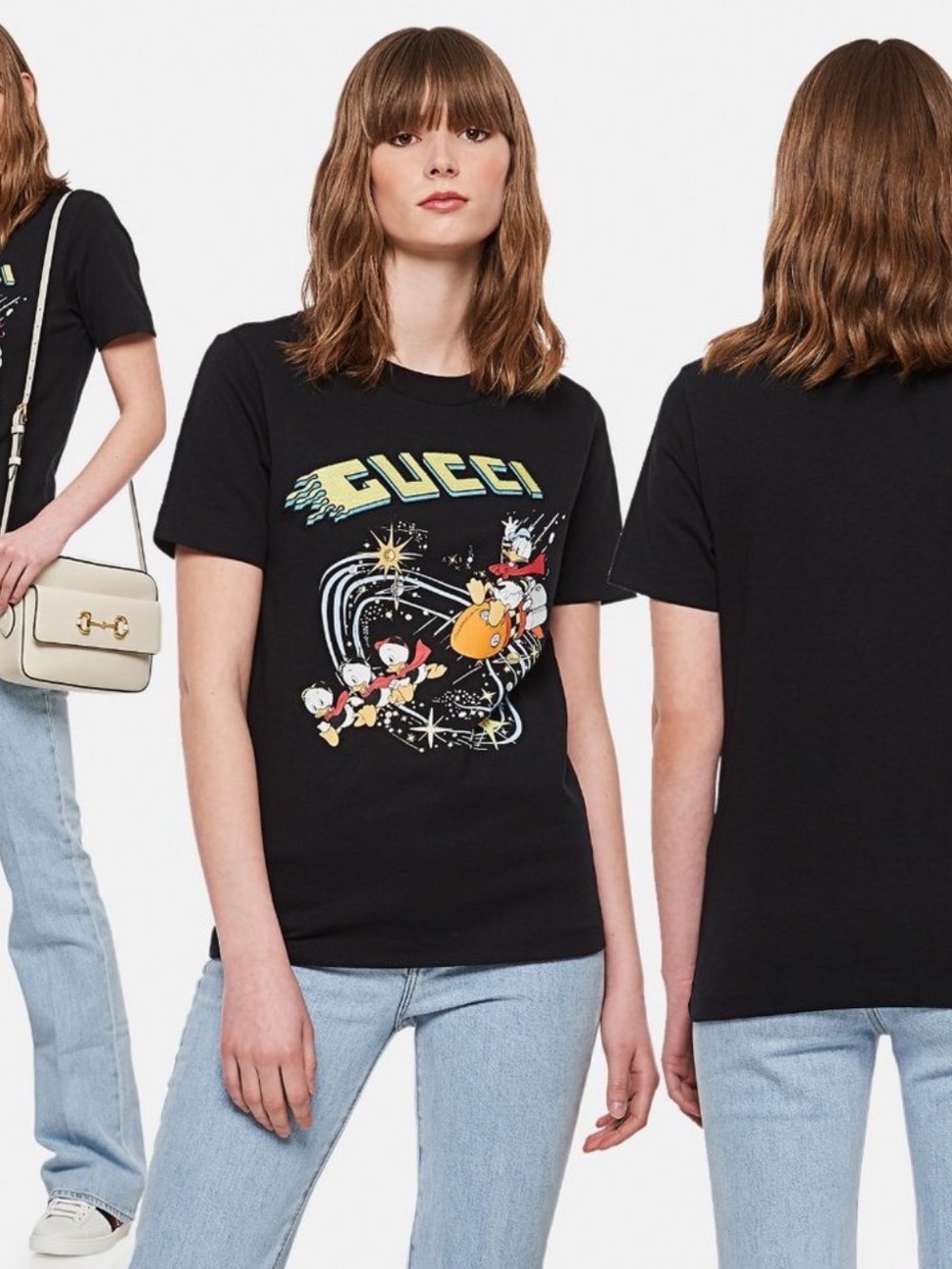 New Gucci Black Graphic Disney Donald Duck  Space Logo Tee XS